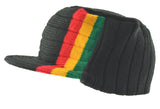 Nayt Men's Jamaica Rasta Stripe Flat Top Knit Visor Beanie Jeep Cap …