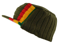 Nayt Men's Jamaica Rasta Stripe Flat Top Knit Visor Beanie Jeep Cap …