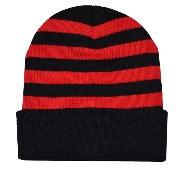 Nayt Men's Stripe Beanie Red Black