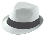 Nayt White Cotton Fedora Black Band Big Size