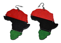 Tiger Smile Women's Africa Rasta Dangling Hoop Wooden Earrings