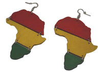 Tiger Smile Women's Africa Rasta Dangling Hoop Wooden Earrings