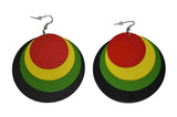 Tiger Smile Women's Africa Rasta Dangling Hoop Wooden Earrings