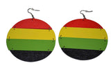 Tiger Smile Women's Africa Rasta Dangling Hoop Wooden Earrings