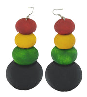 Tiger Smile Women's Africa Rasta Dangling Hoop Wooden Earrings