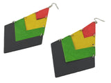 Tiger Smile Women's Africa Rasta Dangling Hoop Wooden Earrings