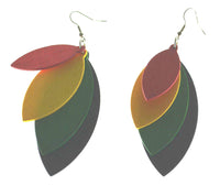 Tiger Smile Women's Africa Rasta Dangling Hoop Wooden Earrings