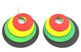 Tiger Smile Women's Africa Rasta Dangling Hoop Wooden Earrings