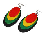 Tiger Smile Women's Africa Rasta Dangling Hoop Wooden Earrings