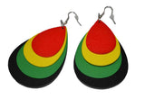 Tiger Smile Women's Africa Rasta Dangling Hoop Wooden Earrings