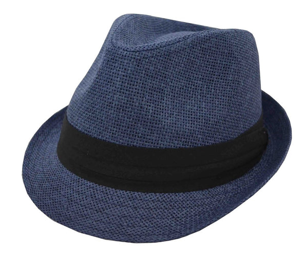 Nayt Men's Straw Fedora Navy Blue 62cm 2XL