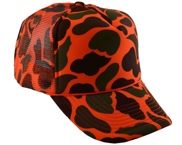 Nayt Men's Summer Mesh Trucker Adjustable Cap Camouflage Neon Orange Camo