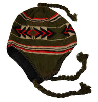 Nayt Men's Peruvian Helmet Style Earflap Strings Beanie Knit Hat