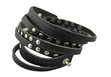 Tiger Smile Leather Studded Bracelet Black